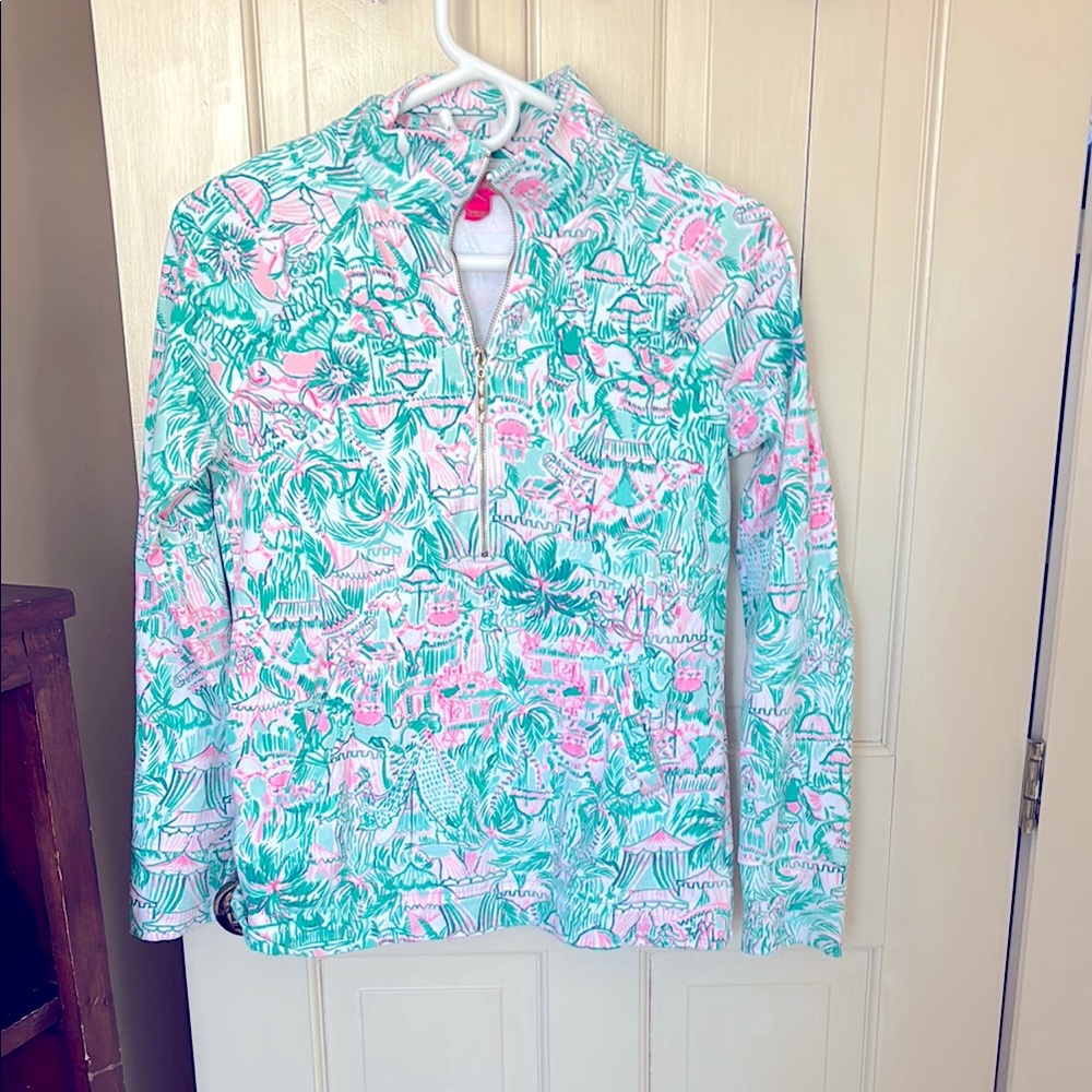 Lillie Pulitzer Colorful Patterned Quarter-Zip Pullover